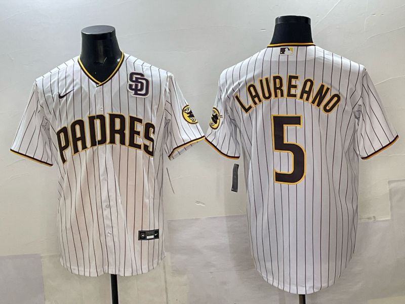 Men San Diego Padres #5 Laureano White Stripe Nike 2025 MLB Jersey 07->san diego padres->MLB Jersey